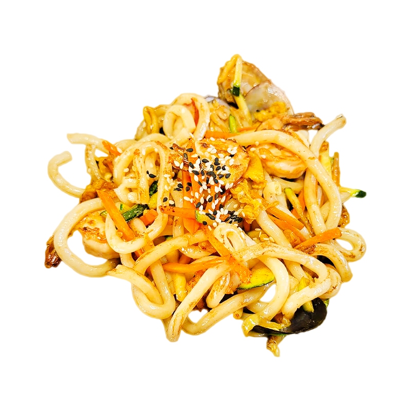 F62. Udon con Verdure e Frutti di Mare